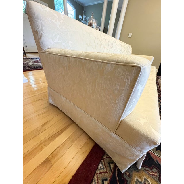 Mid-Century Modern 1960s Grand Scale Formal Sofa Hollywood Regency Damask Fabric For Sale - Image 3 of 12