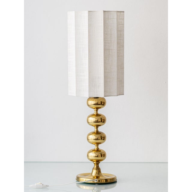 Mid-Century Modern Swedish Brass Bobbin Table Lamps from Aneta, 1960, Set of 2 For Sale - Image 4 of 16