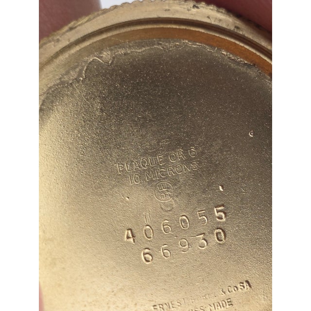 Rare Vintage Ornate "Ernest Borel" 17 Jewel Gold Plated Pendant Watch Works For Sale - Image 13 of 16