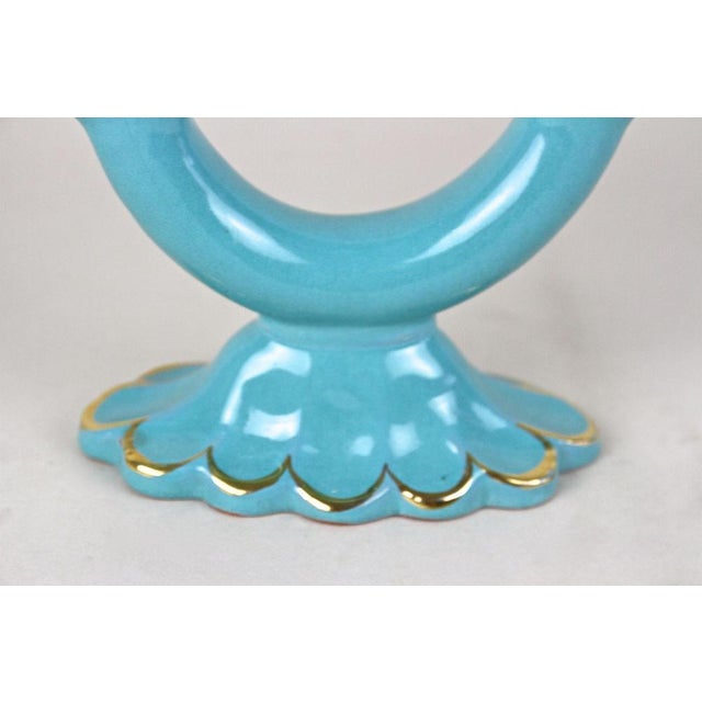 Vintage Art Deco Turquoise Ceramic Candleholder, 1930 For Sale - Image 15 of 16