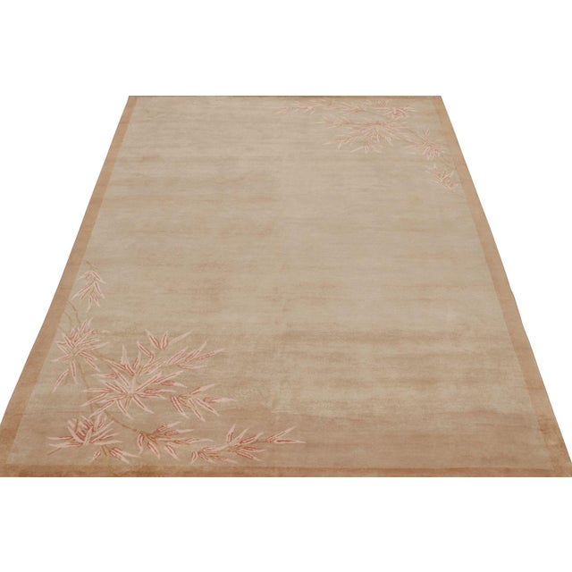 2010s 2010s Rug & Kilim’s Chinese Style Art Deco Rug in Tones of Brown With Floral Patterns For Sale - Image 5 of 7