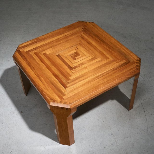 Coffee Table in Italian Walnut with Geometric Inlayed Pattern For Sale - Image 4 of 9
