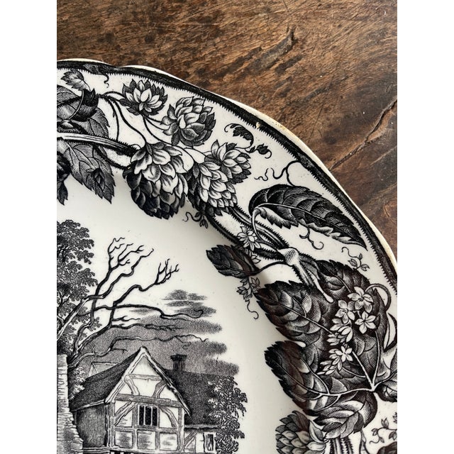 Antique Copeland Black English Transferware Plate For Sale - Image 10 of 10