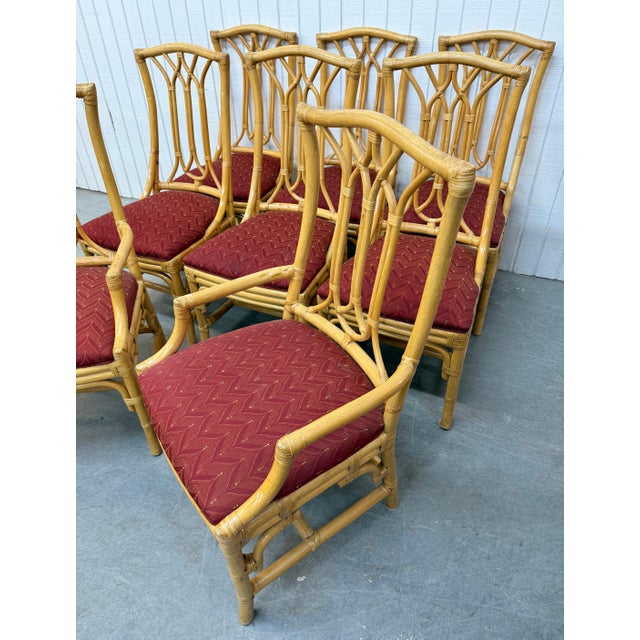 Mid-Century Modern Vintage Faux Bamboo Rattan Dining Chairs - Set of 8 For Sale - Image 3 of 9