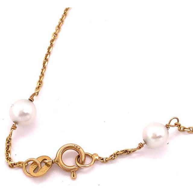 14 Karat Yellow Gold and Pearl Necklace For Sale - Image 4 of 5