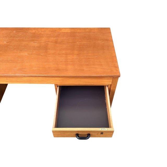 Wood Mid-Century Modern Walnut Desk With File Drawer & Three Drawer Storage, Restored For Sale - Image 7 of 16