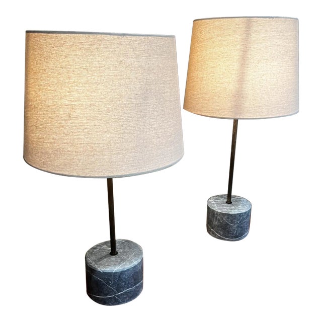 Contemporary Modern Raw Marble Gray Table Lamps by Pablo Romo Design For Sale