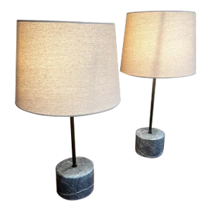 Contemporary Modern Raw Marble Gray Table Lamps by Pablo Romo Design