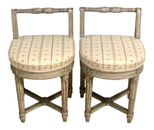 18th Century French Musician's Chairs, Small Chair or Stools - a Pair