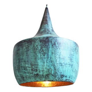 Verdigris Copper Asian Modern Pendant Light Large For Sale