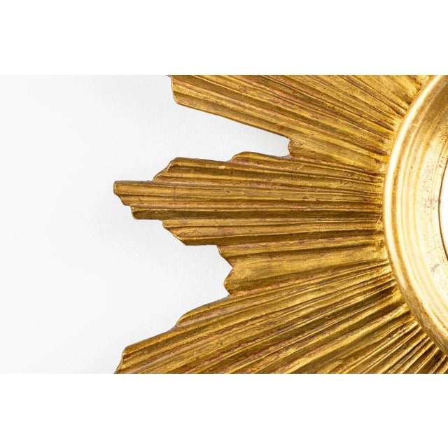 Mid 20th Century Mid 20th Century Hand Carved Giltwood Sunburst Mirror For Sale - Image 5 of 7