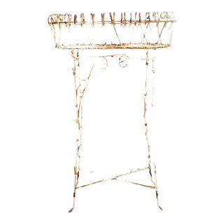 Vintage Scrollwork Iron Plant Holder For Sale