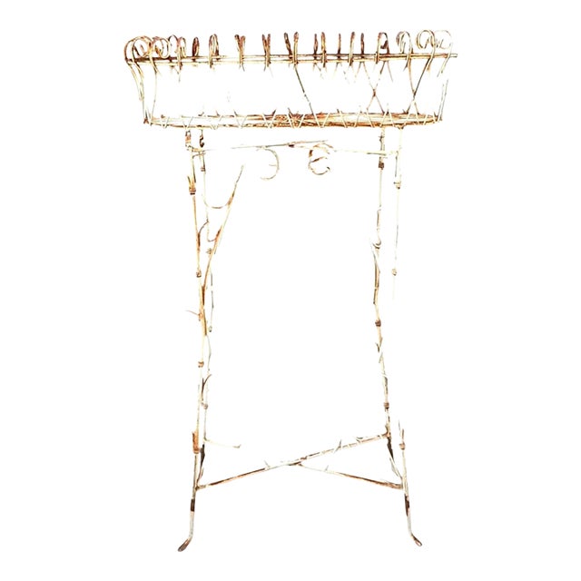 Vintage Scrollwork Iron Plant Holder For Sale