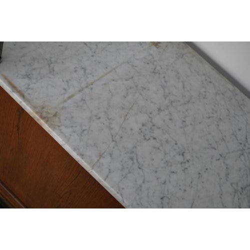 Wood Large Antique Art Deco German Oak & Marble Chocolate Shop Counter, 1920s For Sale - Image 7 of 18