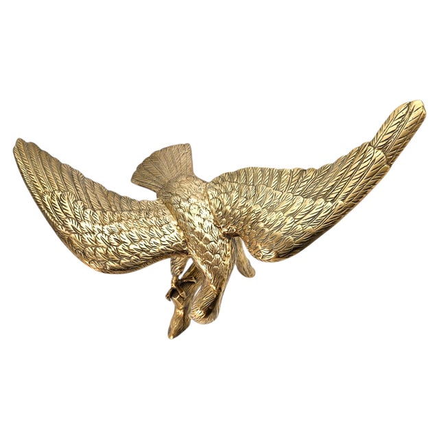 Large Vintage Brass Eagle Landing on Branch Sculpture — 24" Wingspan For Sale - Image 9 of 17