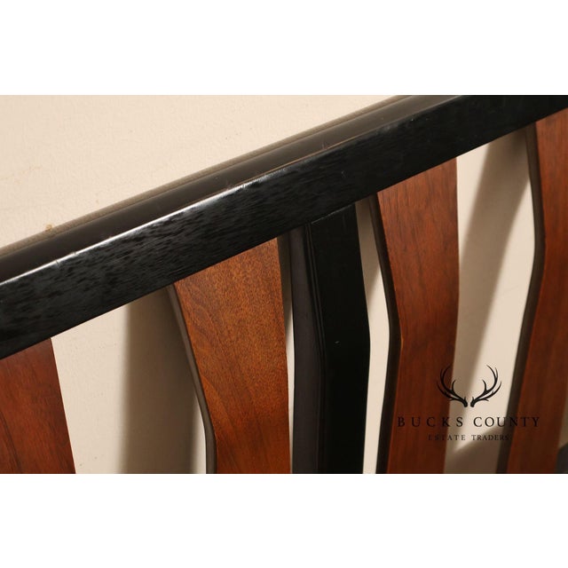 Wood Mid Century Modern King Size Headboard with Ebony Frame and Walnut Bentwood Slats For Sale - Image 7 of 18