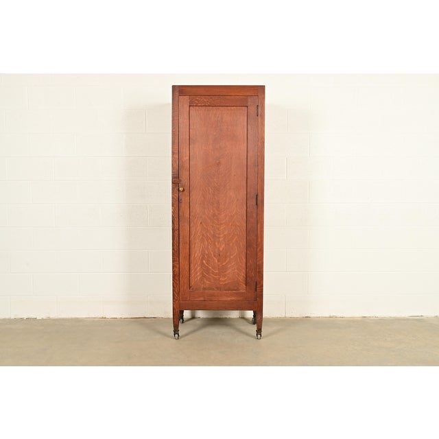A gorgeous antique Mission or Arts & Crafts armoire dresser, wardrobe, or linen press In the manner of Stickley Brothers...