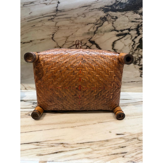 Wood Antique Style Chinese Bamboo Trunk For Sale - Image 7 of 9
