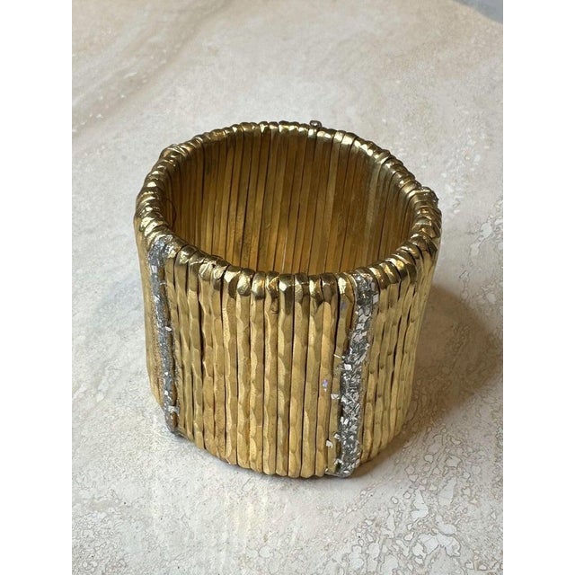 Vintage Giora Gold Cuff Stretch Bracelet For Sale - Image 4 of 6