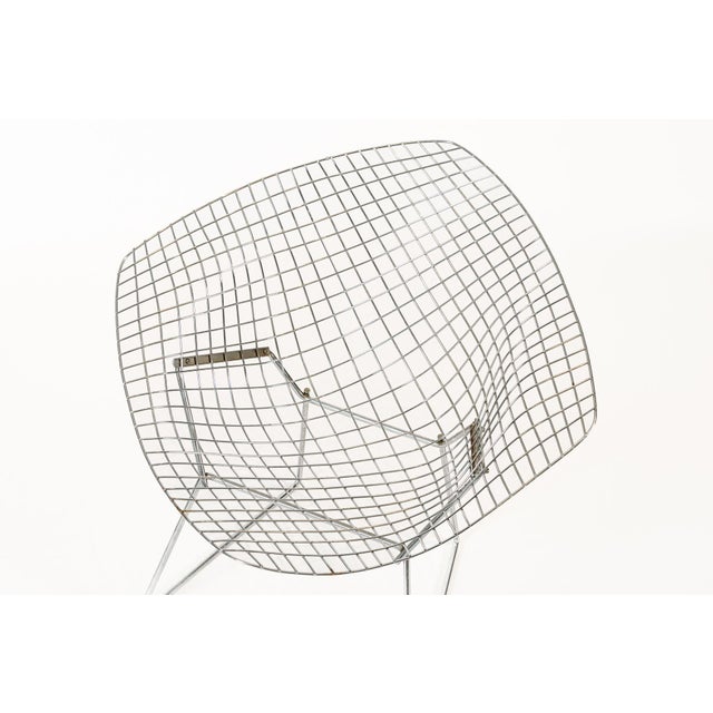 Metal Mid Century Modern Silver Diamond Wire Lounge Chairs by Harry Bertoia for Knoll For Sale - Image 7 of 13