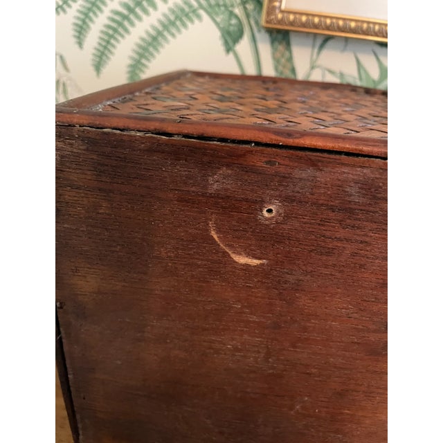 Vintage Woven Chinoiserie or Palm Beach Rattan and Bamboo Table/Dresser Top Chest For Sale In New Orleans - Image 6 of 10