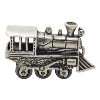 Vintage Italian Handmade Genuine Sterling Silver 925 Locomotive Train Figurine, 1970s For Sale