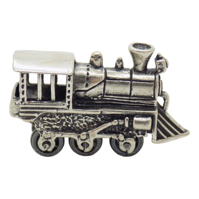 Vintage Italian Handmade Genuine Sterling Silver 925 Locomotive Train Figurine, 1970s For Sale