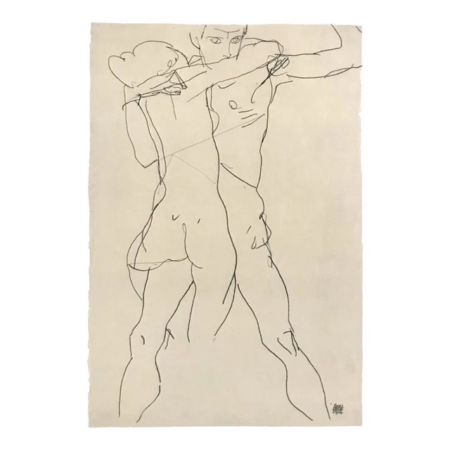 1981 Egon Schiele 39 Erotic Drawing Pair For Sale