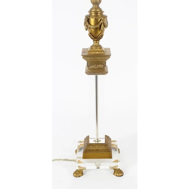 Metal Corinthian Column Ormolu & Glass Table Lamps, Mid-20th Century, Set of 4 For Sale - Image 7 of 18