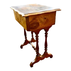 Antique French Louis Philippe Walnut Work Table With Inscription