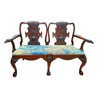 Irish George II-Style Double Chair Back Settee From Historic Filoli For Sale