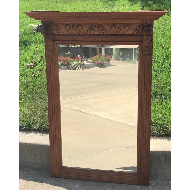 Rustic European Antique Belgium Carved Wood Frame Pier Mirror For Sale - Image 3 of 9