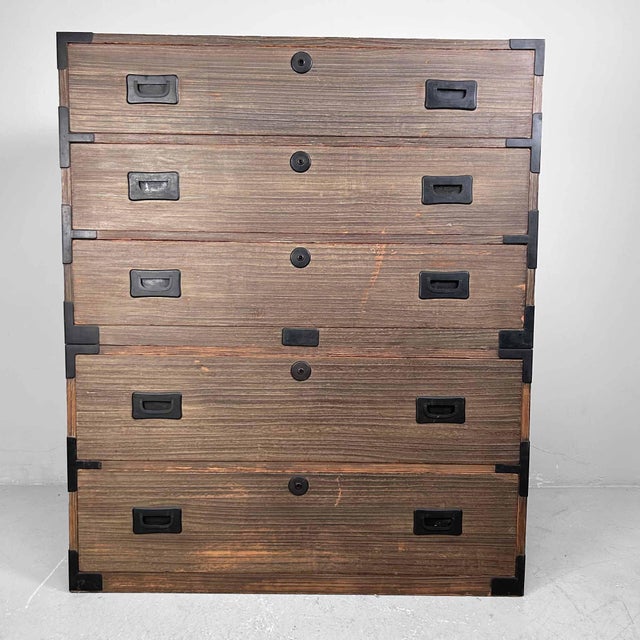 Japanese Kimono Paulownia Tansu Chest of Drawers, 1960s For Sale - Image 14 of 14
