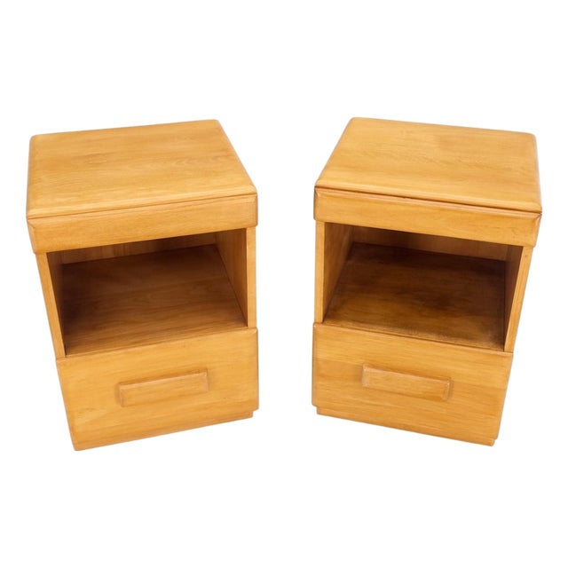 Russel Wright Conant Ball Pair Mid Century Modern Blond Birch Night Stands MINT! For Sale
