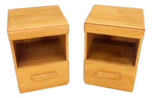 Russel Wright Conant Ball Pair Mid Century Modern Blond Birch Night Stands MINT!