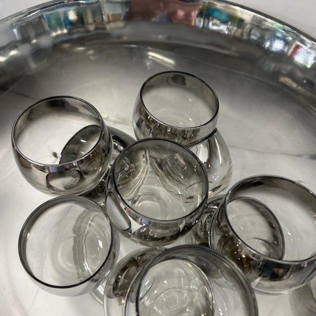1960s Silver Fade Punch Bowl Set After Dorothy Thorpe- 12