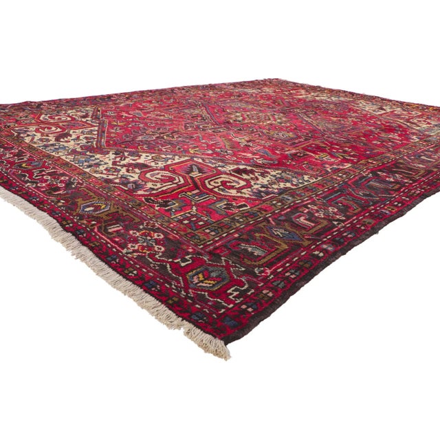 ​76246 Vintage Persian Heriz Rug, 07'07 X 09'11. Emanating refined elegance with incredible detail and texture, this hand-...