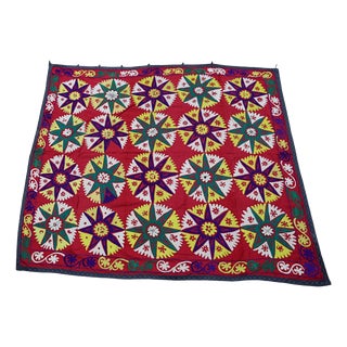 Vintage Hand Embroidered Suzani Wall Hanging, 1920s For Sale