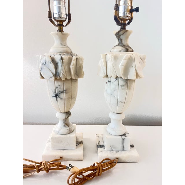 Alabaster Antique Marble Lamps - a Pair For Sale - Image 8 of 12