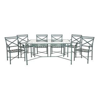 Brown Jordan Venetian Garden Dining Set Green Verdigris Finish For Sale
