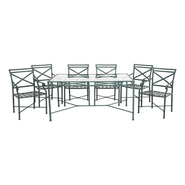 Brown Jordan Venetian Garden Dining Set Green Verdigris Finish For Sale