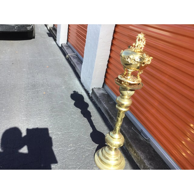 Brass Two Piece Pedestal & Incense Burner For Sale - Image 4 of 13