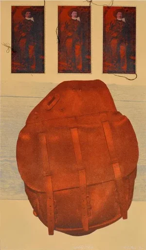 1970s "Saddle Bags" Abstract Limited Edition Mixed-Media Collotype by Maureen Fenton-Henson