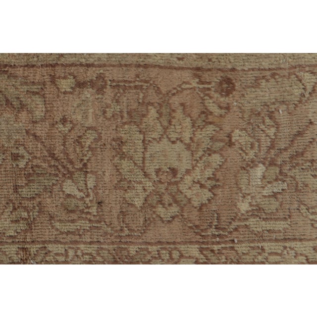Textile Antique Mahal Afghan Rug in Beige-Brown Floral Patterns by Rug & Kilim For Sale - Image 7 of 9