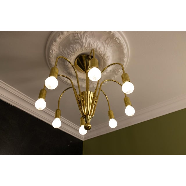 Mid-Century Modern Brass Eight-Light Sputnik Chandelier by Tz Leuchten, Germany, 1970s For Sale - Image 17 of 18