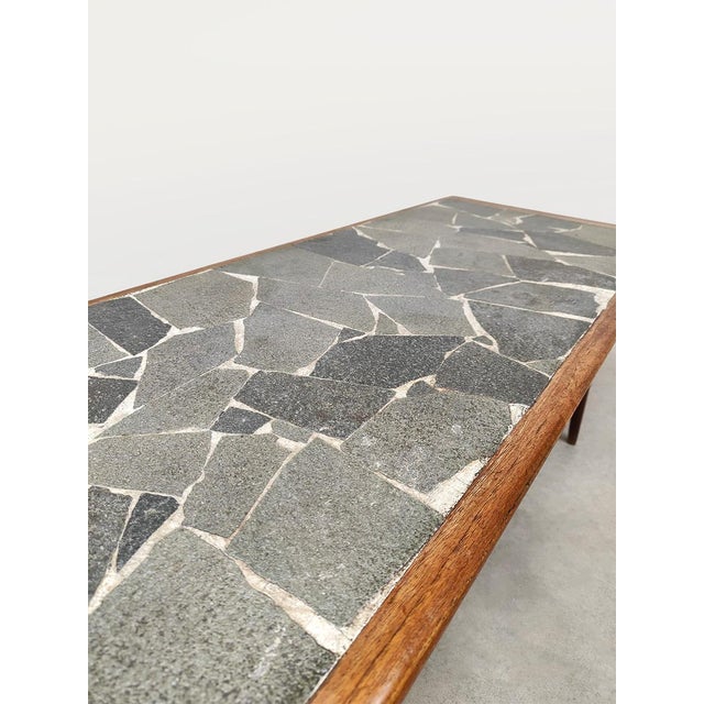 Vintage Danish Teak & Slate Stone Coffee Table, 1970s For Sale - Image 6 of 7