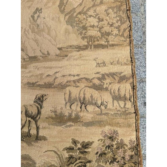1920s Antique French Jacquard Tapestry with Shepherds in the style of Aubusson, 1920s For Sale - Image 5 of 18