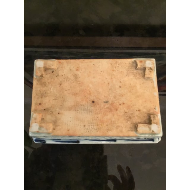 An authentic, antique 19th century Chinese Qing Dynasty blue & white porcelain rectangular narcissus planter. This fine...