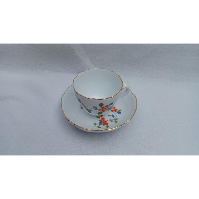 Mid-Century Modern Porcelain Mocha Espresso Cup and Saucer with Indian Orient Pattern from Meissen, 1950s For Sale - Image 3 of 8