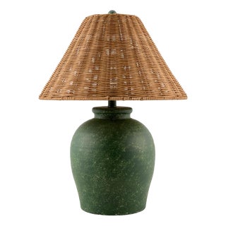 Besson Accent Table Lamp Rattan Green For Sale